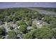 Expansive aerial view showcasing homes nestled among lush green trees with water views at 1006 Ibis Ct, Mount Pleasant, SC 29464