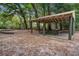 Covered picnic area with tables and seating, surrounded by mature trees and a swing set at 1006 Ibis Ct, Mount Pleasant, SC 29464