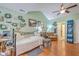 Light-filled bedroom featuring a daybed, vaulted ceilings, and stylish decor, creating a serene retreat at 105 Irish Oak Dr, Goose Creek, SC 29445
