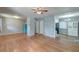 Spacious living room with hardwood floors that flow into the kitchen and dining areas, offering a seamless living space at 108 Helen Dr, Summerville, SC 29483