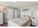 This bedroom features wood floors, white furniture, and access to an attached bathroom at 112 Red Cypress Dr, Goose Creek, SC 29445