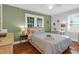 Cozy bedroom with two windows, hardwood floors, neutral tones, and a comfortable bed, creating a relaxing ambiance at 1159 Camden St, North Charleston, SC 29405
