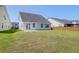 This spacious backyard has a well-maintained lawn and a wooded fence at 124 Long Trail Way, Moncks Corner, SC 29461