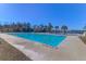 Large community pool with clearly marked lanes, surrounded by palm trees and offering a refreshing oasis for residents at 124 Long Trail Way, Moncks Corner, SC 29461