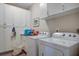 Functional laundry room with front loading washer and dryer, and ample storage space at 1551 Ben Sawyer Blvd # 44, Mount Pleasant, SC 29464