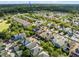 An aerial view of a home nestled in a vibrant neighborhood with a nearby lake, surrounded by lush trees at 218 Barberry St, Summerville, SC 29483