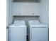 Convenient laundry room features a washer, a dryer, and storage cabinets at 222 Torslanda Ln, Summerville, SC 29486