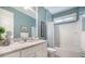 Bathroom with white vanity with granite countertop and shower-tub combination at 3006 Cross Vine Ln, Summerville, SC 29483
