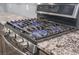 A gas cooktop sits above a stainless steel oven, complemented by granite countertops at 3006 Cross Vine Ln, Summerville, SC 29483