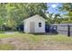 Backyard shed with a neutral door, offering additional storage and practicality at 32 Elmora Ave, Goose Creek, SC 29445