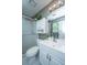 Bright bathroom with a frosted glass shower, toilet, vanity with storage, and modern fixtures at 505 Laurel Ridge Rd, North Charleston, SC 29418