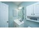Inviting bathroom with a modern vanity, stylish mirror, and ample storage at 505 Laurel Ridge Rd, North Charleston, SC 29418