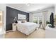 Comfortable main bedroom with a striking accent wall, plush carpeting, and a window offering plenty of light at 5400 Turning Tide, North Charleston, SC 29420