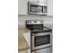 Close up of oven and microwave with granite countertops and white cabinets in a modern kitchen at 620 Clearview Dr, Charleston, SC 29412