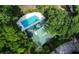 Aerial view of a community pool surrounded by lush greenery at 675 Fair Spring Dr, Charleston, SC 29414