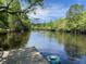 Scenic waterfront with lush trees, featuring a dock and float for recreation at 78 Hannibal Trl, Ridgeville, SC 29472