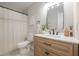 Updated bathroom with patterned tile flooring and modern fixtures at 7993 Malden Ave, North Charleston, SC 29420