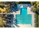 Aerial view of community pool with umbrellas, lounge chairs, palm trees, and pool house at 810 Creekside Dr, Mount Pleasant, SC 29464