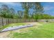 Spacious backyard features a wooden fence and a partially covered area, perfect for customization and outdoor activities at 9767 Black Willow Ln, Ladson, SC 29456