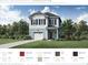Two-story home featuring a light blue exterior, white trim, black shutters, and well-maintained landscaping at 102 Hawthorne Landing Dr, Goose Creek, SC 29445