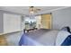 Bedroom with a blue bedspread and a view of a fountain on the television at 108 Mourning Dove Dr, Bonneau, SC 29431