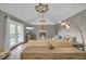 Cozy living room with vaulted ceiling, fireplace, French doors and stylish furnishings at 108 Mourning Dove Dr, Bonneau, SC 29431