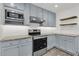 Modern kitchen with stainless steel appliances, white subway tile backsplash, and granite countertops at 108 Williamsburg Ct, Goose Creek, SC 29445