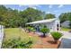 Well-manicured backyard with a covered patio, lush greenery, and landscaping, ideal for outdoor activities and relaxation at 131 Travis Hill Rd, Moncks Corner, SC 29461