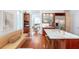 Contemporary kitchen with marble island, stainless appliances, and seating area; perfect for entertaining at 155 Wentworth St # A, Charleston, SC 29401
