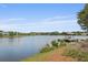 Expansive lake view featuring a covered dock and picturesque surroundings, perfect for lakeside living and relaxation at 1825 Brittlebush Ln, Johns Island, SC 29455