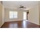 Bright living room featuring hardwood floors and a ceiling fan at 206 Trickle Dr, Summerville, SC 29483