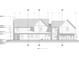 Back exterior elevation blueprint featuring garage doors, windows, roof overhangs, and architectural design elements at 2151 River Road, Johns Island, SC 29455