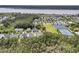 Expansive aerial shot capturing the neighborhood, with a pond, tennis courts, and scenic surroundings at 2197 Sandy Point Ln, Mount Pleasant, SC 29466