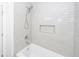 Bathroom showcasing white subway tile shower and shower head at 2219 Eagle Dr, North Charleston, SC 29406
