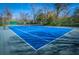 Bright blue community tennis court with well-maintained net, surrounded by trees on a sunny day at 2418 Tuscany Dr, North Charleston, SC 29406