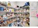 Organized pantry with wire shelving stocked with various food items and supplies at 2827 Wagner Way, Mount Pleasant, SC 29466