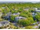 An aerial view features luxurious homes nestled between lush greenery and a tranquil waterfront at 3301 Palm Blvd, Isle of Palms, SC 29451