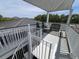 Rooftop deck with sun shade featuring seating and spiral staircase at 3301 Palm Blvd, Isle of Palms, SC 29451