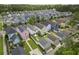 Expansive aerial view of the community, showcasing colorful homes, green lawns, and well-maintained streets at 404 Forsythia Ave, Summerville, SC 29483