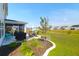 Backyard patio with a grill, dining area, and view of the community pond at 408 Trevi Ln, Summerville, SC 29486