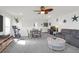 Bright living room featuring neutral tones, a ceiling fan, and open dining space at 408 Trevi Ln, Summerville, SC 29486