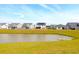 Picturesque pond surrounded by well-maintained lawns, with residential houses visible in the background at 408 Trevi Ln, Summerville, SC 29486