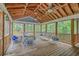 Expansive screened porch featuring natural wood design and comfortable wicker furniture set at 4942 Storage Rd, Meggett, SC 29449