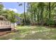 Large, lush backyard with play set, surrounded by mature trees and greenery at 501 Willow Branch Way, Mount Pleasant, SC 29464