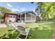 Spacious backyard with artificial turf and screened-in porch is ideal for outdoor living at 5029 Victoria Ave, North Charleston, SC 29405