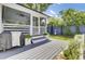 Backyard deck with grilling area and steps down to a fenced yard at 5029 Victoria Ave, North Charleston, SC 29405