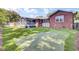 Wide shot of the backyard shows a putting green, screened-in porch, and artificial turf at 5029 Victoria Ave, North Charleston, SC 29405