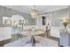 Open-concept dining area with wood table, chandelier, and easy access to the living room and kitchen at 5029 Victoria Ave, North Charleston, SC 29405