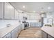 Spacious kitchen featuring gray cabinets, white countertops, tile backsplash, and stainless steel appliances at 533 Richfield Way, Summerville, SC 29486