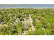 Expansive aerial view of a neighborhood with mature trees and a glimpse of the bay in the background at 699 Castle Pinckney Dr, James Island, SC 29412